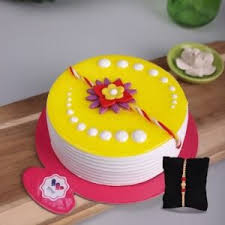 Pineapple Rakhi Design Cake With Rakhi